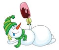 Snowman with ice cream