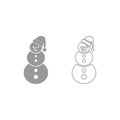Snowman icon. Grey set .