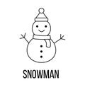 Snowman icon or logo line art style.