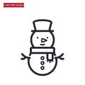 Snowman icon. Vector line symbol