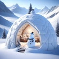Snowman Igloo in Mountainous Terrain christmas wallpaper
