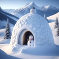 Snowman Igloo in Mountainous Terrain christmas wallpaper