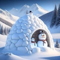 Snowman Igloo in Mountainous Terrain christmas wallpaper