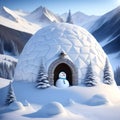 Snowman Igloo in Mountainous Terrain christmas wallpaper