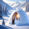 Snowman Igloo in Mountainous Terrain christmas wallpaper