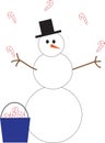 Snowman juggling candy canes