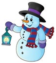 Snowman with lantern theme image 1