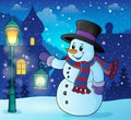 Snowman with lantern theme image 2