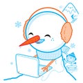 Snowman with laptop