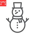 Snowman line icon, merry christmas and xmas, snowman sign vector graphics, editable stroke linear icon, eps 10. Royalty Free Stock Photo