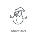 Snowman linear icon. Modern outline Snowman logo concept on whit