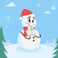 Snowman mascot logo ashamed pose