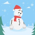 Snowman mascot logo sad pose