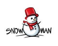 Snowman logo. Vector illustration on white background