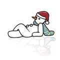 Snowman lying on ice Royalty Free Stock Photo