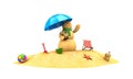 Snowman made of sand waiting for the rain Royalty Free Stock Photo