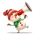 Snowman Make Announcement with Megaphone Royalty Free Stock Photo
