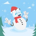 Snowman mascot logo happy pose