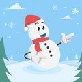 Snowman mascot logo Hi pose