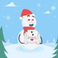 Snowman mascot logo in love pose