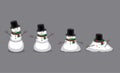 Snowman Melting Cartoon Vector Illustration Grey Background