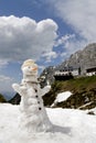 Snowman melting in the spring thaw