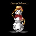 Snowman Merry Christmas greeting card jewel diamonds