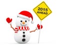 Snowman with 2015 New Year Ahead Sign