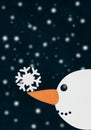 Snowman Night christmas and moon Royalty Free Stock Photo