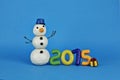 Snowman with numbers 2015 Royalty Free Stock Photo