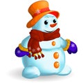 Snowman in orange hat Royalty Free Stock Photo