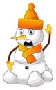 Snowman with orange hat illustration vector Royalty Free Stock Photo