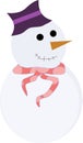 Snowman with orange nose and purple hat Royalty Free Stock Photo