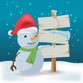 Snowman Outdoor Wood Sign Cartoon Vector