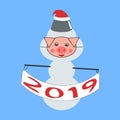 Snowman Piglet Holding A Banner In His Hands