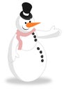 Snowman pointing something, winter, color, isolated.