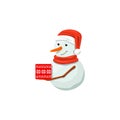 Snowman. Precious frosty, gracious with gift, enlightened, friendly, squint, hat. Smiling, Royalty Free Stock Photo