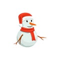 Snowman. Precious frosty, gracious , shy, friendly, squint, Smiling, Vector Royalty Free Stock Photo