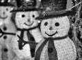 Snowman puppets at night in Dyker Heights, New York City - USA Royalty Free Stock Photo