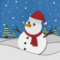 Snowman recycled paper craft on paper background. Royalty Free Stock Photo