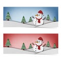 Snowman recycled papercraft on paper background. Royalty Free Stock Photo