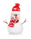 Snowman in red hat isolated Royalty Free Stock Photo