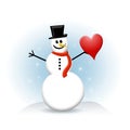 Snowman With Red Heart