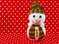 Snowman On Red Polka Dot Background