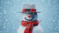 new snow year rime snowfall snowman white season celebration winter christmas background. Generative AI.