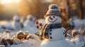 Snowman\'s Closeup Wonder: Winter Morning Magic Unveiled