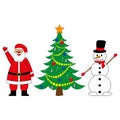 Snowman and Santa Claus with Christmas tree