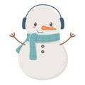 Snowman with scarf earmuffs celebration merry christmas