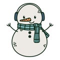 Snowman with scarf earmuffs celebration merry christmas