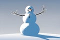 Snowman with a scarf isolated in a blue-gray background